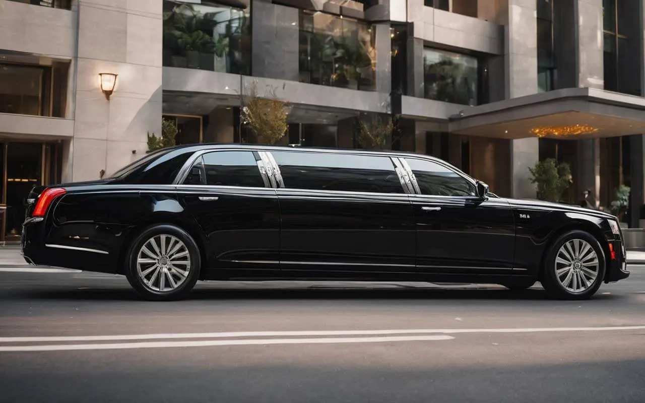 Black stretch limousine for special events